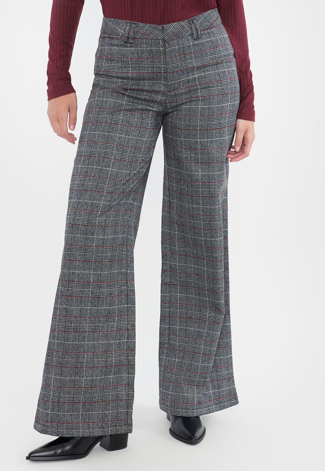 Pantalón Mujer Sastrero Gris Checks Corona-1