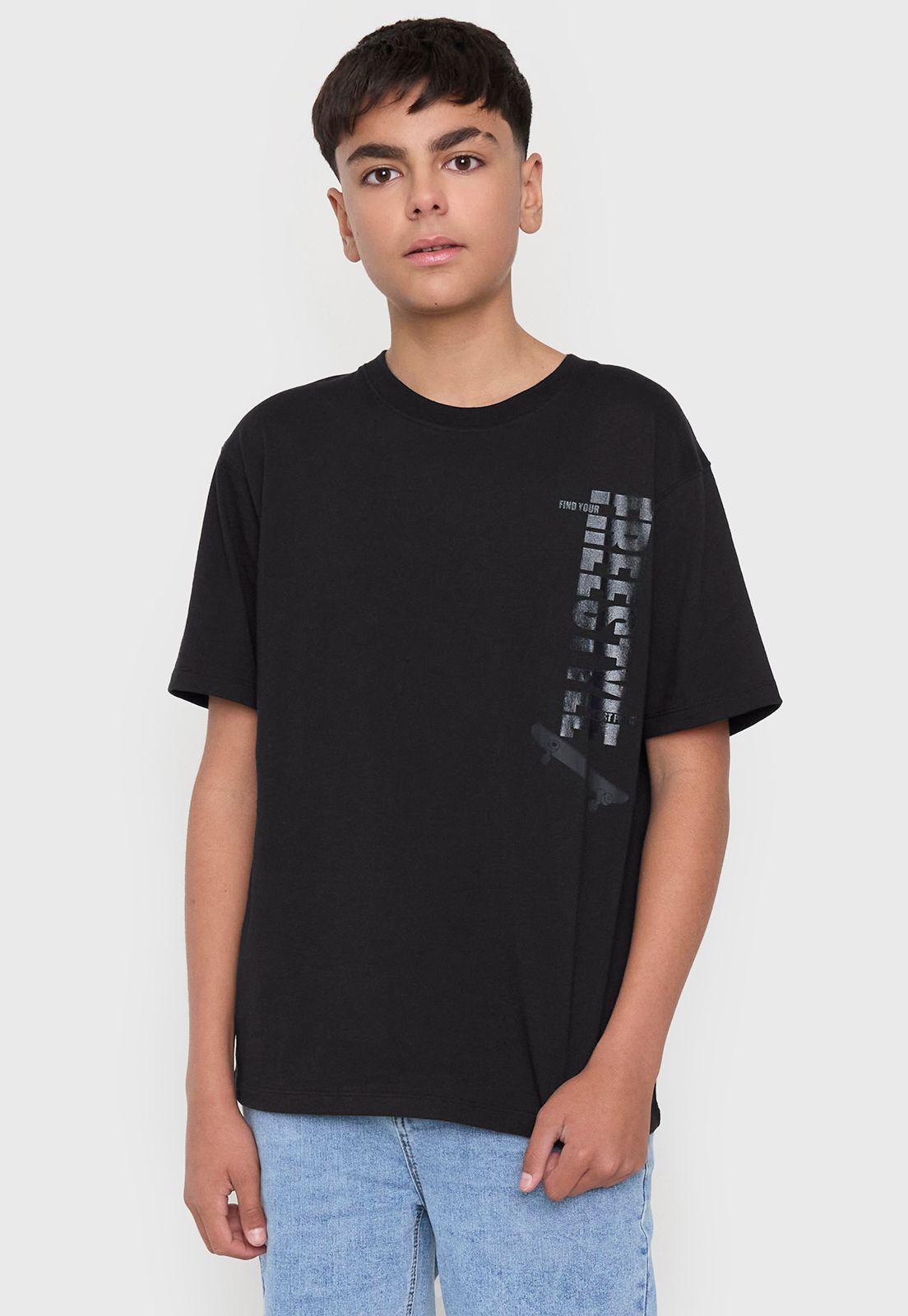 Polera Niño Teen Mc Focal Pecho Negro Corona-0