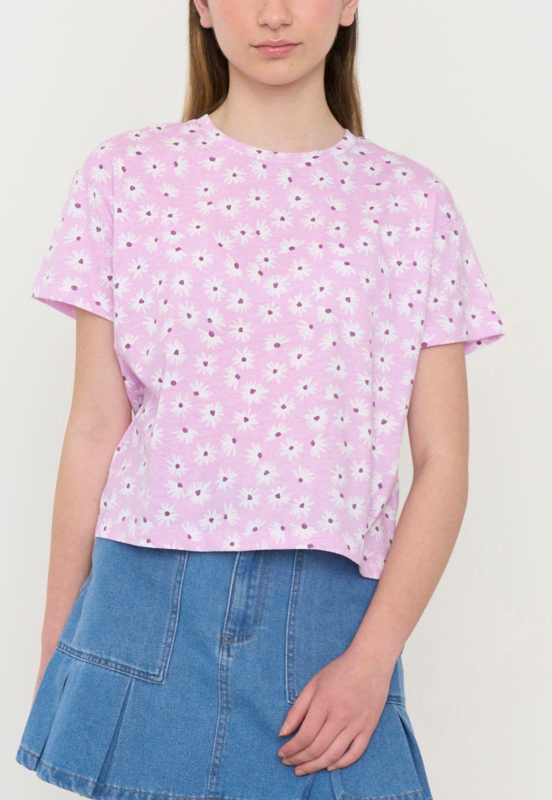 Polera Niña Teen Manga Corta Full Lila Corona-2