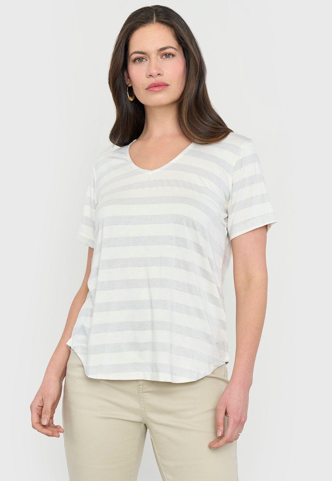 Polera Mujer Lineas Lurex Plateado Lineas Corona-0