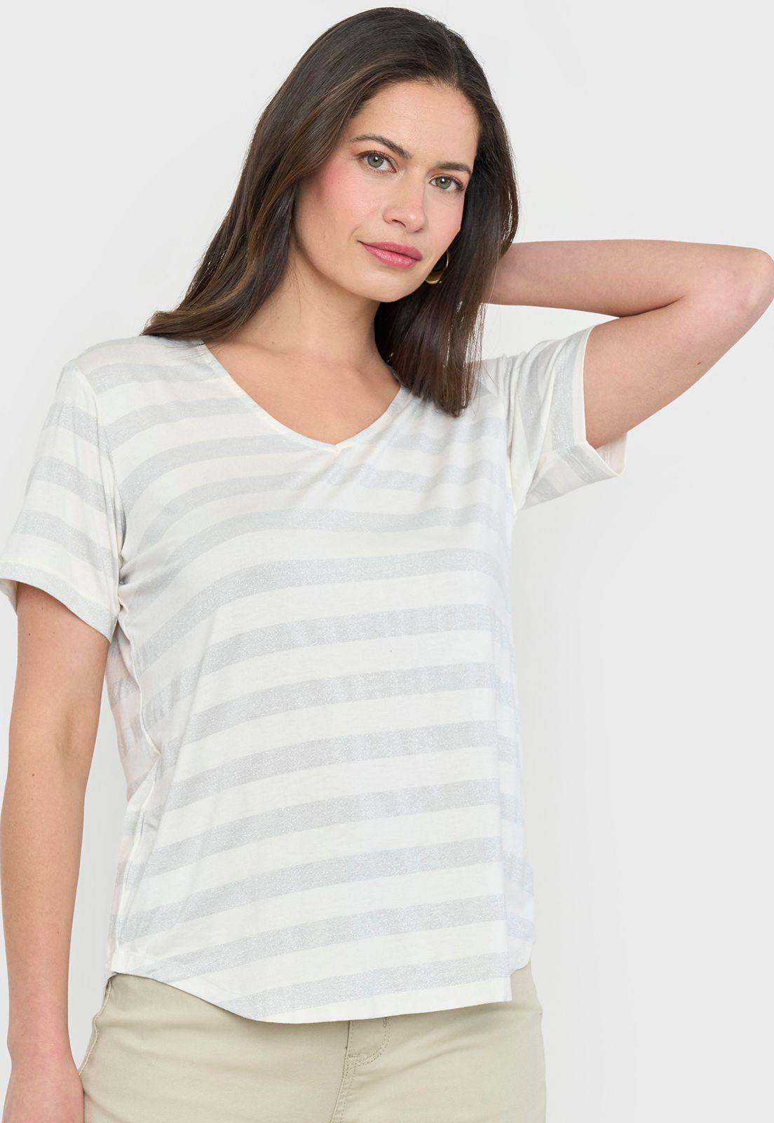 Polera Mujer Lineas Lurex Plateado Lineas Corona-2