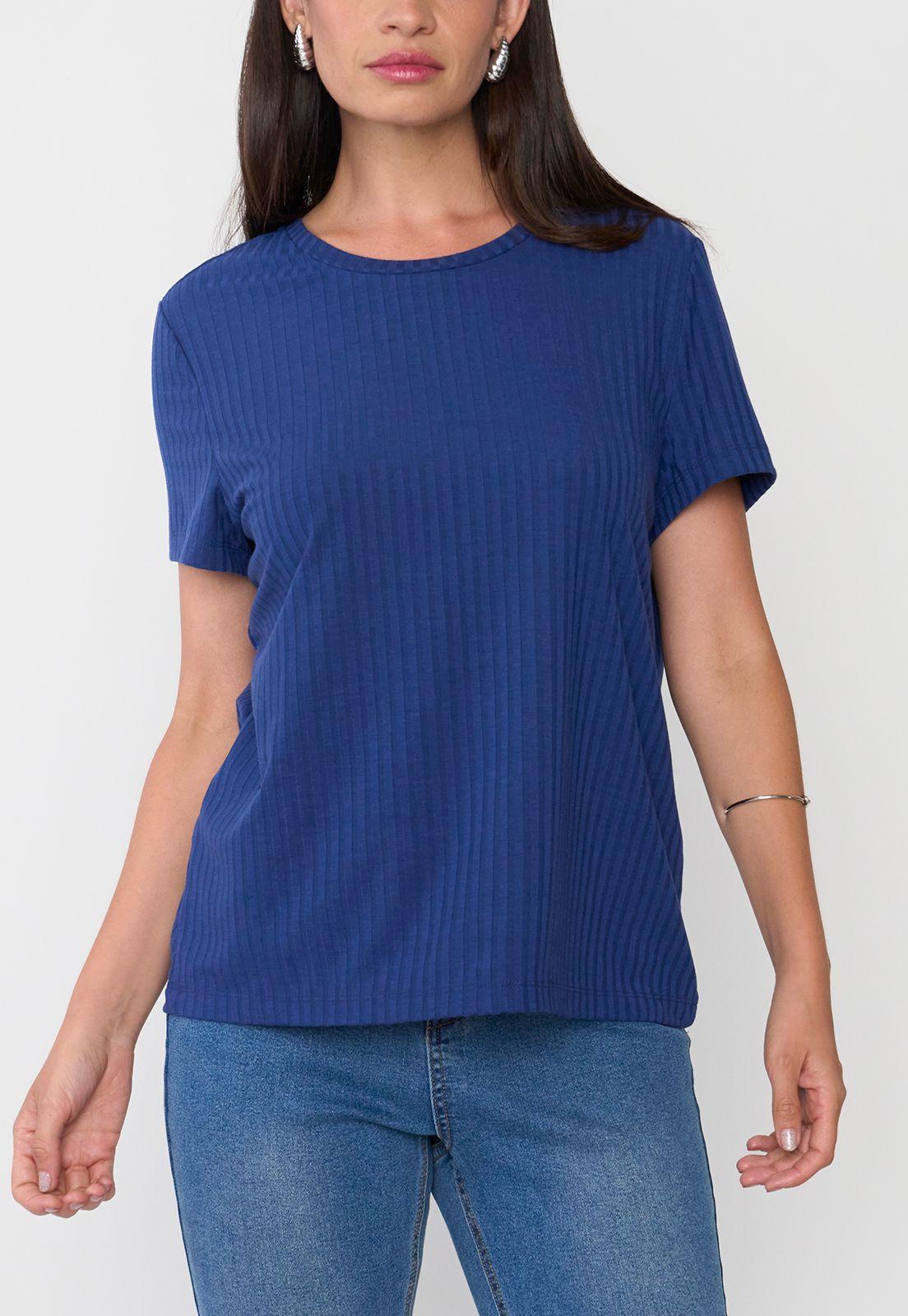 Polera Mujer Rib Básica Manga Corta Navy Corona-2