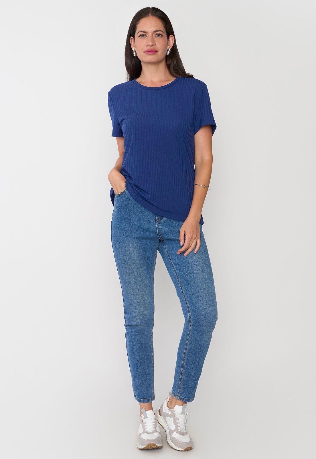 Polera Mujer Rib Básica Manga Corta Navy Corona-3