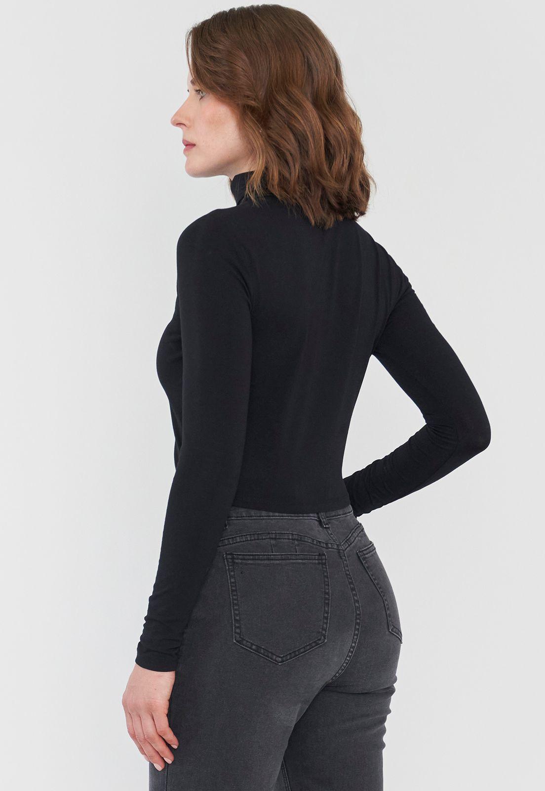 Polera Mujer Cuello Tortuga Manga Larga Negro Corona-1