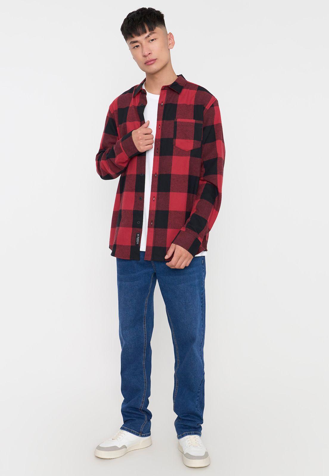 Camisa Hombre Cuadros Color Rojo Corona-3