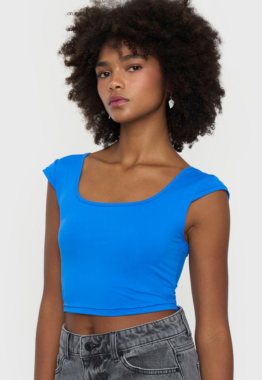 Peto Mujer Cuello Cuadrado Azul Corona-2