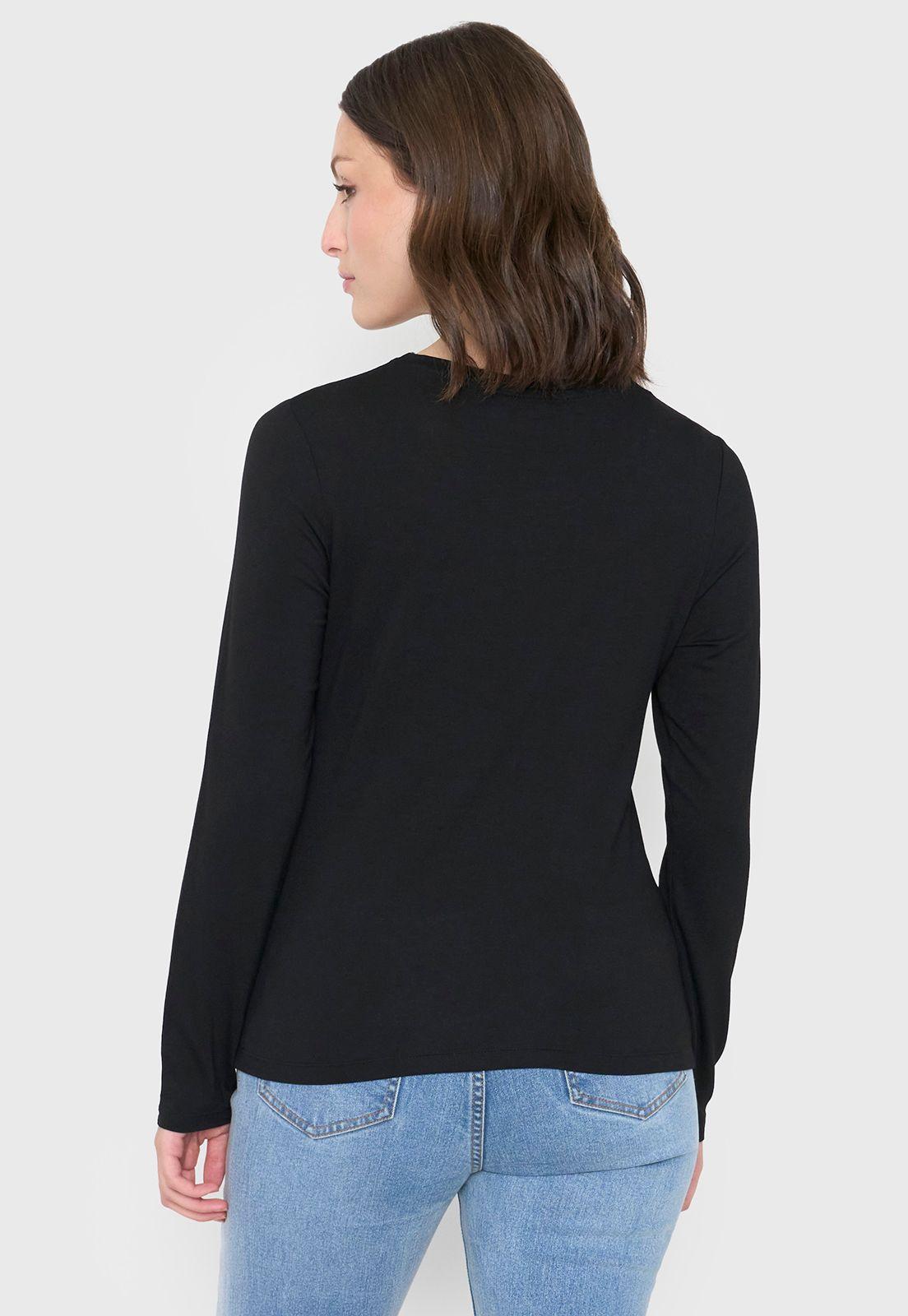 Polera Mujer Manga Larga Negro Corona-1