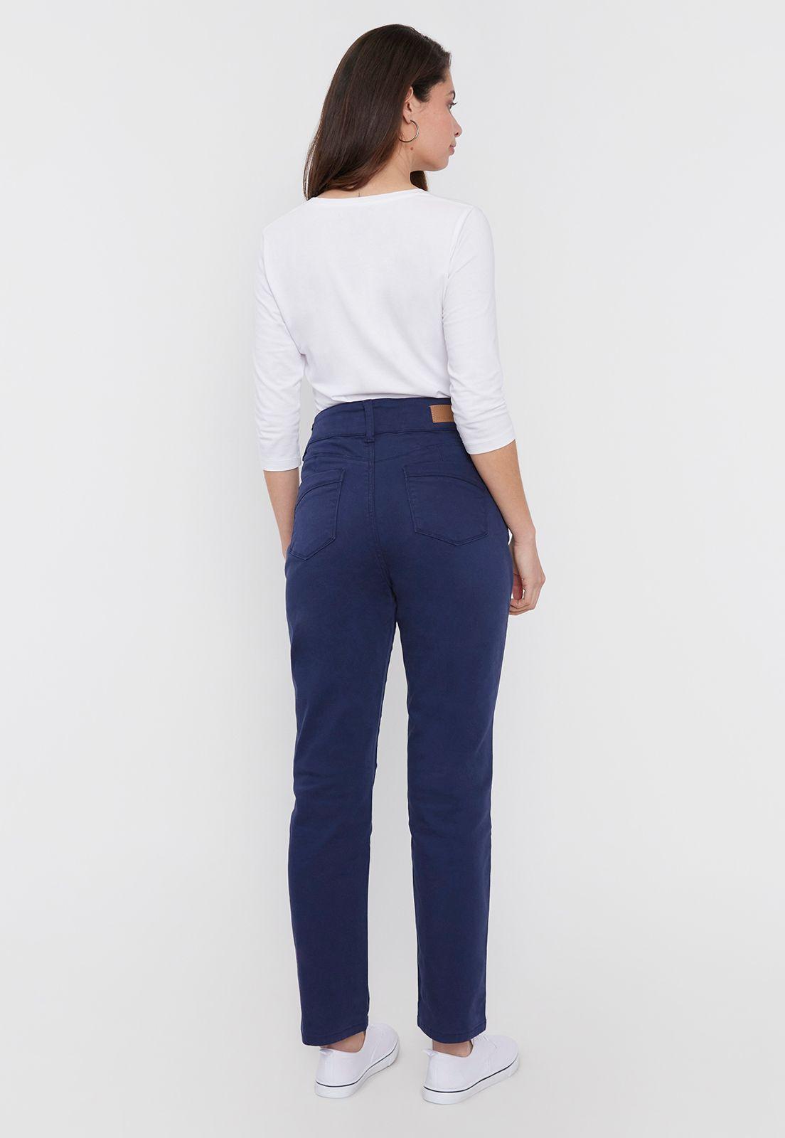 Jeans Mujer Color 2 Botones Push Up Azul Corona-2