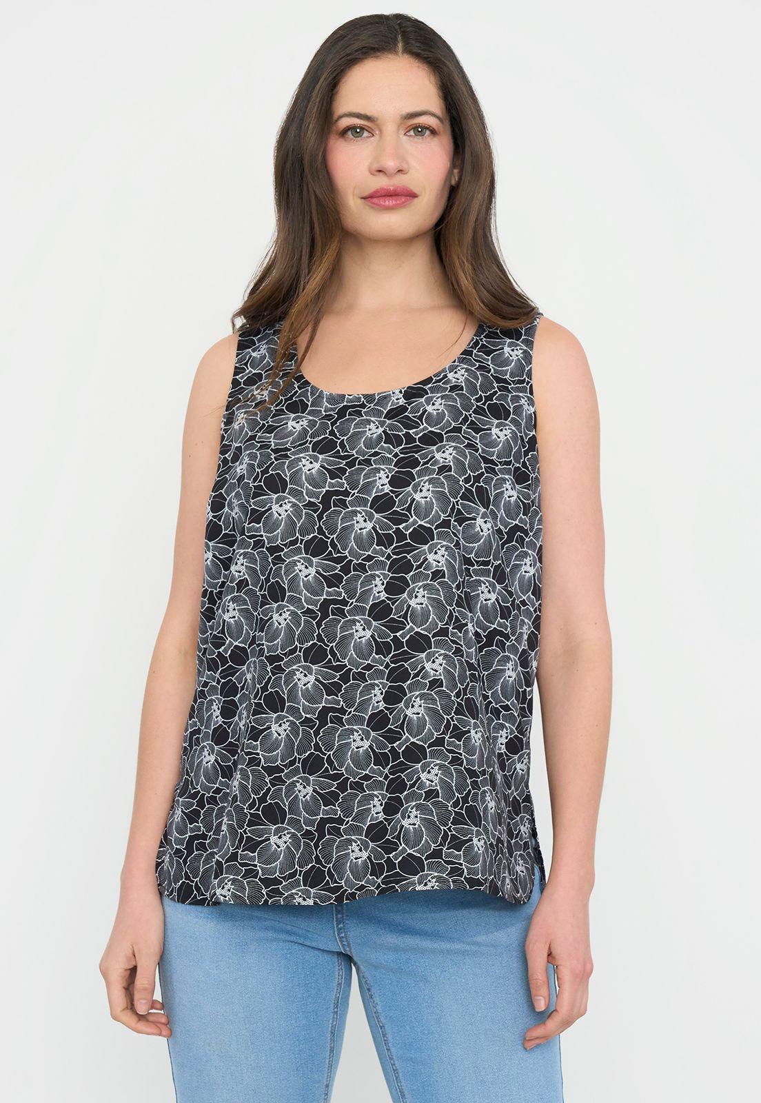 Blusa Mujer S/M Cuello Redondo Negro Print Corona-1