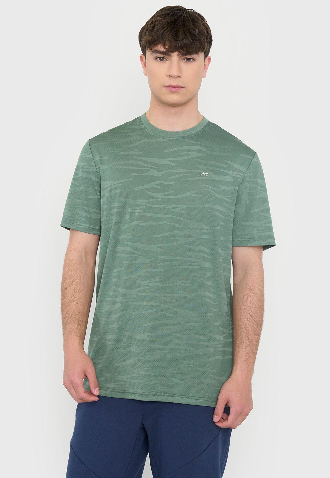 Polera Hombre Deportiva Texturizada Verde Corona-0