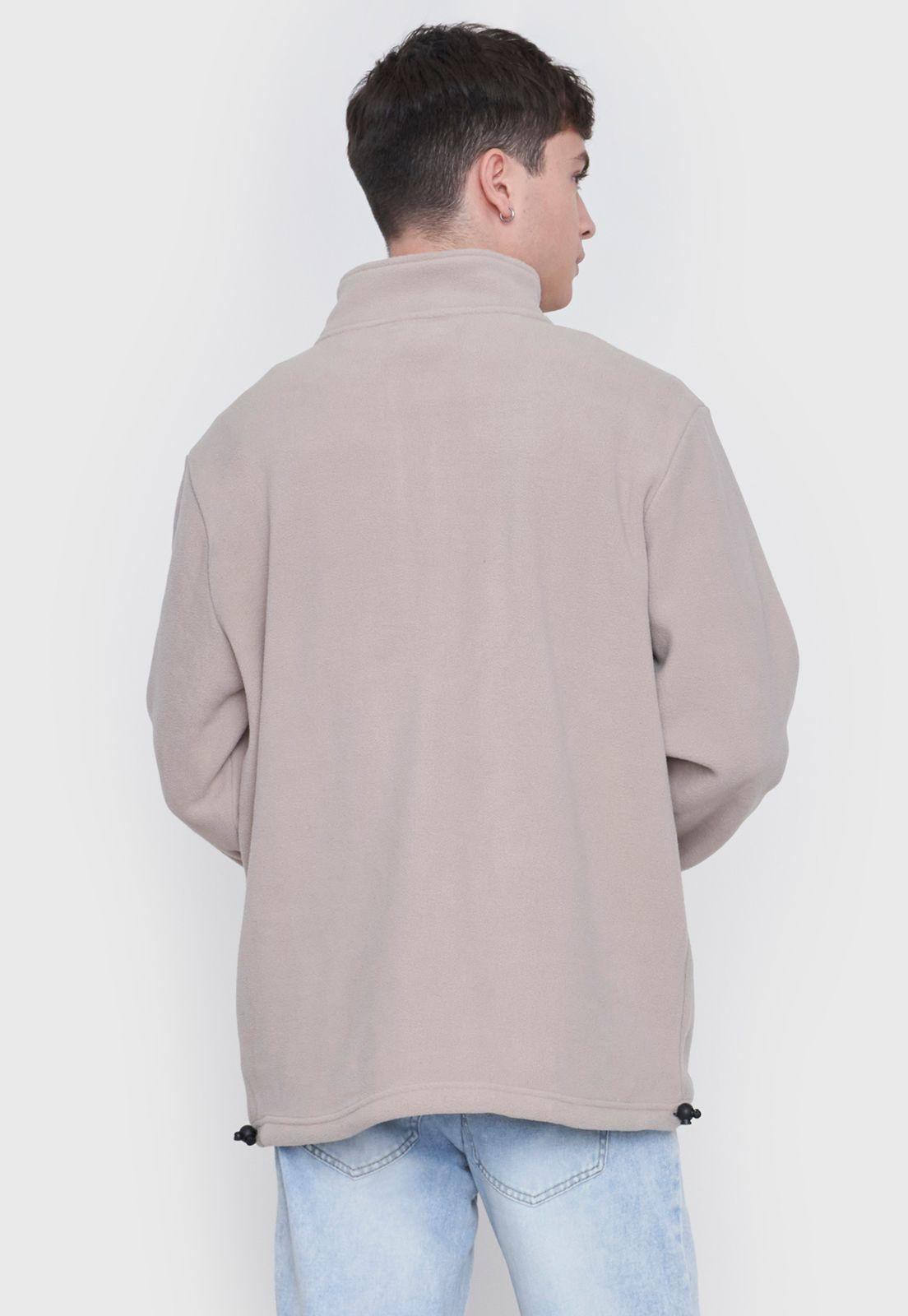 Polerón Polar Hombre Print Half Zipper Ecru Corona-1