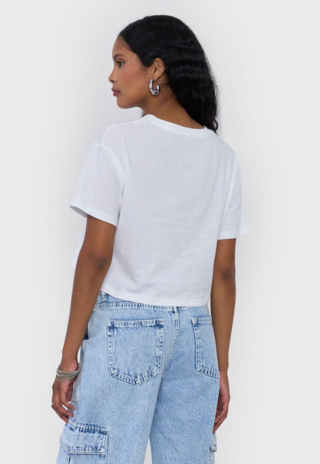 Polera Mujer Fun Manga Corta Blanco Crop Corona-1