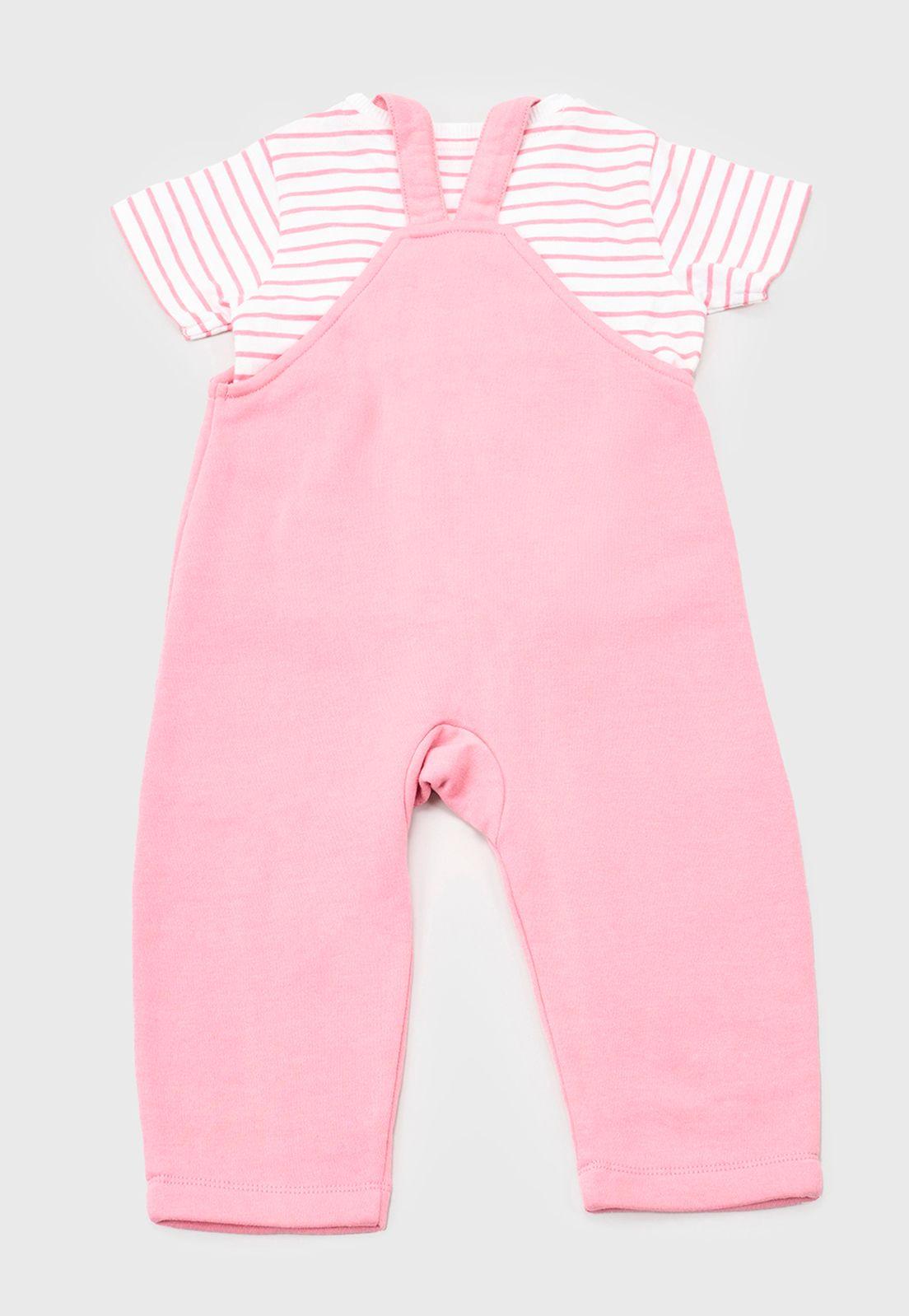 Jardinera + Polera Bebe Niña Rosado Corona-1