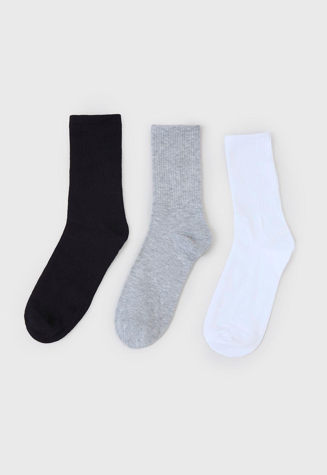 Calcetines Hombre Tripack Largo Mix Liso Corona-2