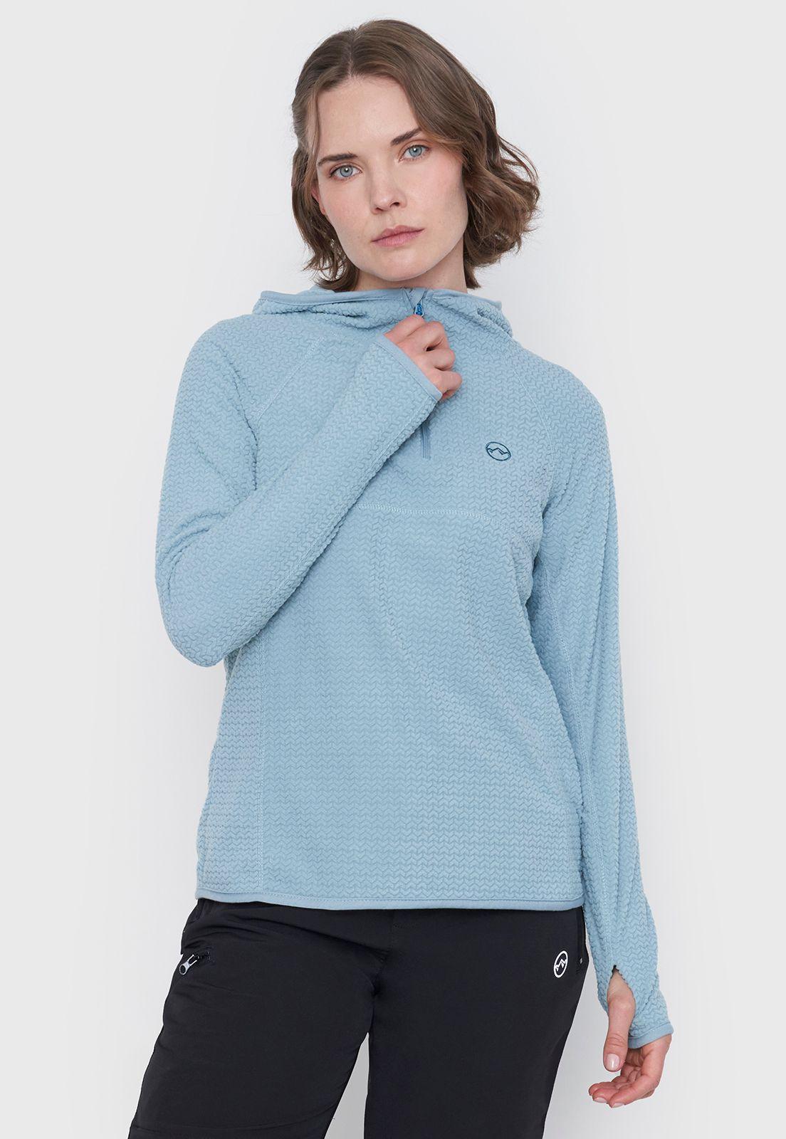 Polerón Outdoor Mujer Waffle Celeste Corona-0
