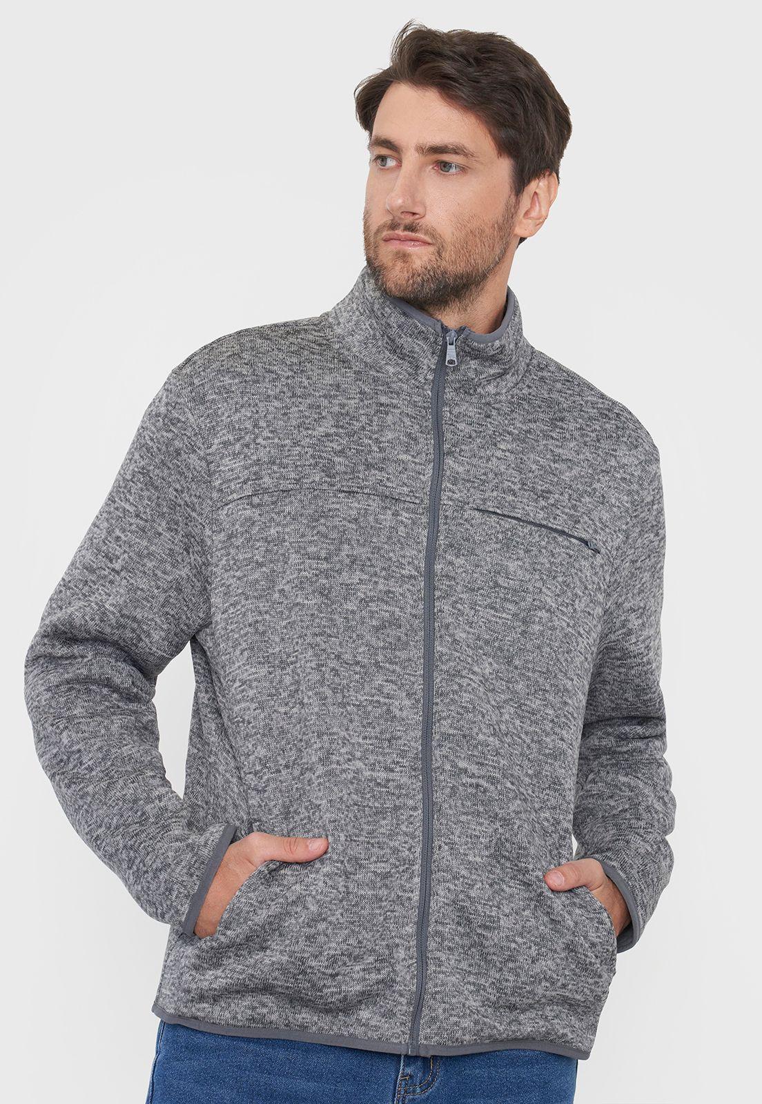 Polerón Hombre Tejido Full Zipper Gris Claro Corona-2