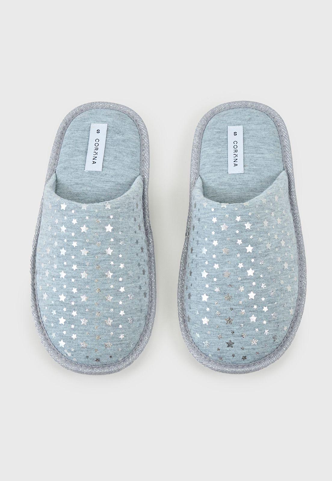 Pantuflas Mujer Print Estrellas Gris Corona-2