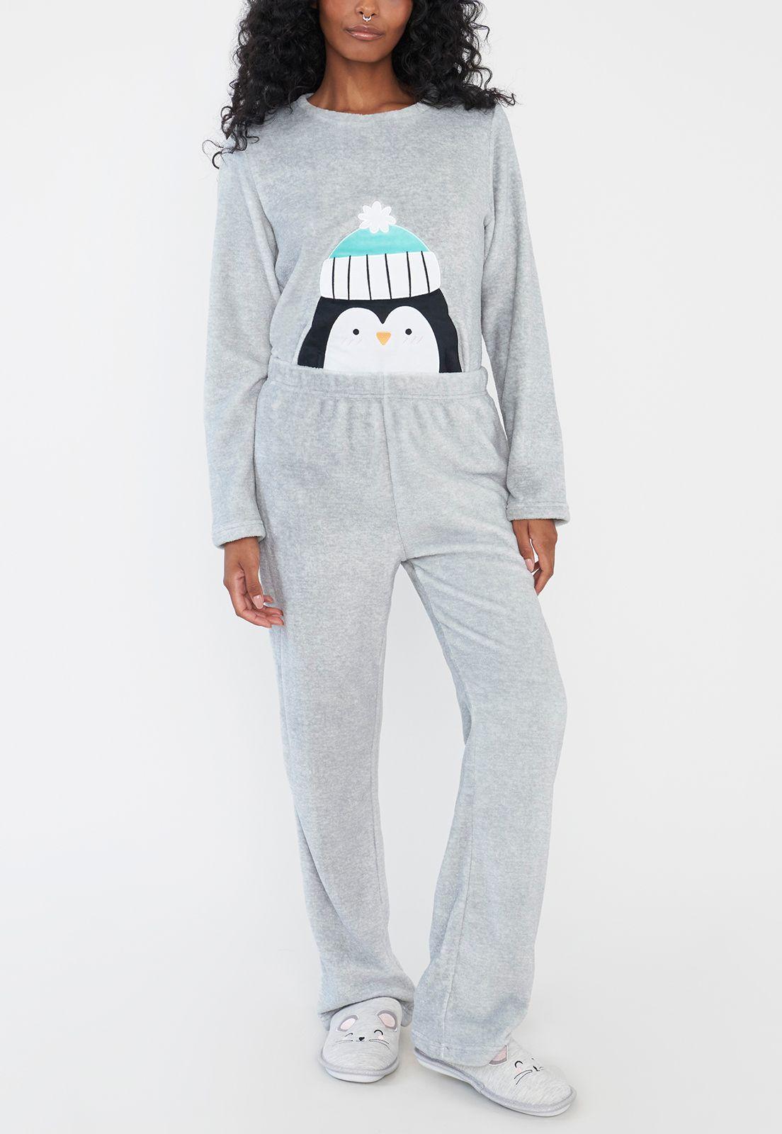 Pijama Mujer Coral Print Gris Corona-3