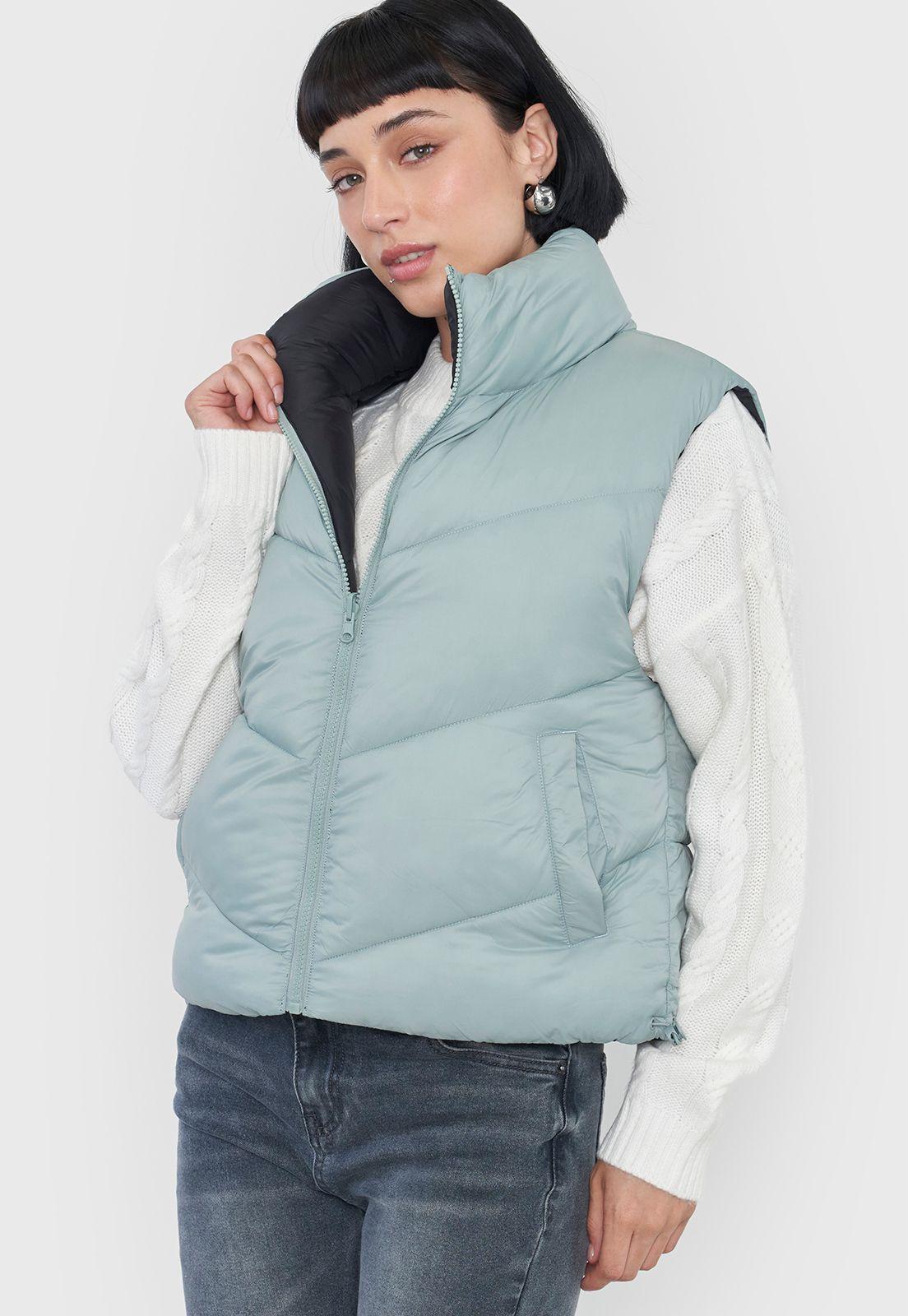 Parka Mujer Sin Mangas Reversible Negro/Verde Corona-0