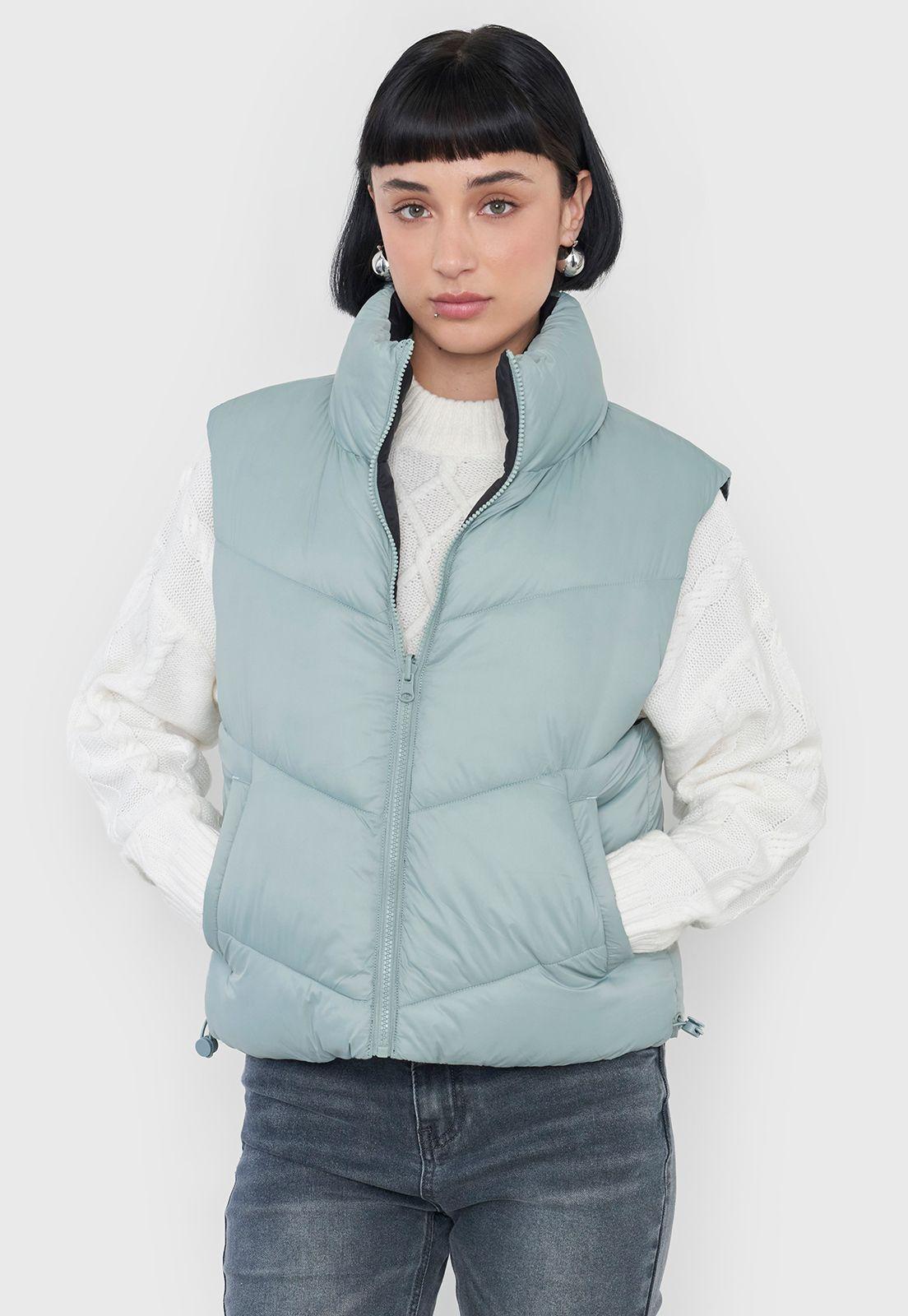 Parka Mujer Sin Mangas Reversible Negro/Verde Corona-1