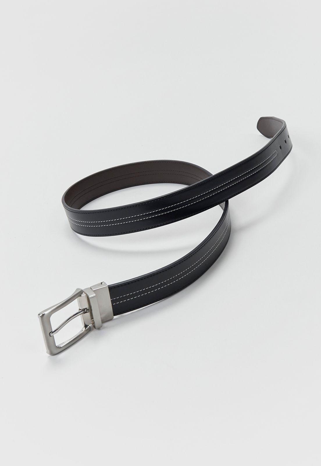 Cinturón Hombre Hebilla Reversible Negro Corona-2