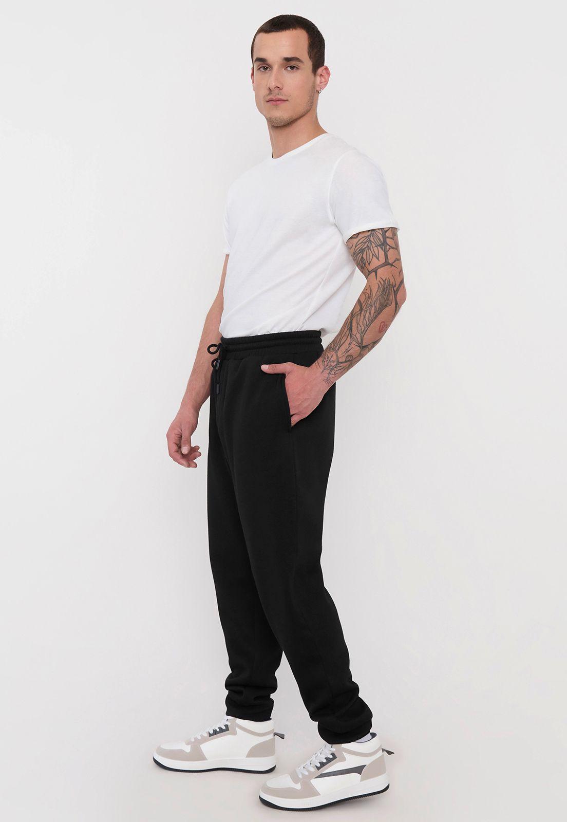 Buzo Hombre Jogger Negro Liso Corona-3