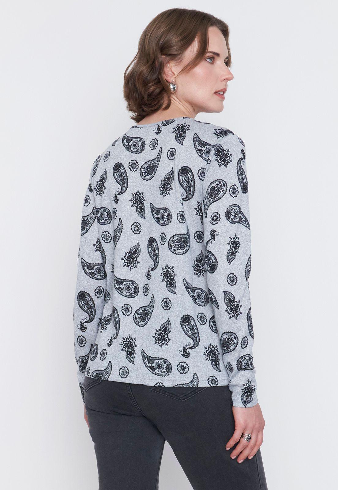 Sweater Mujer Camant Print Gris Melange Corona-1