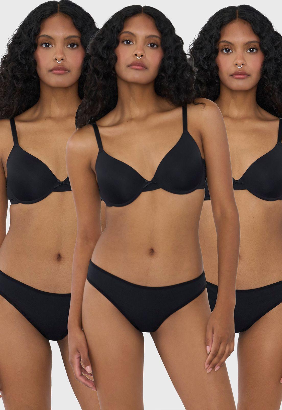 Calzón Mujer Tripack Cotton Mix Negro Corona-0
