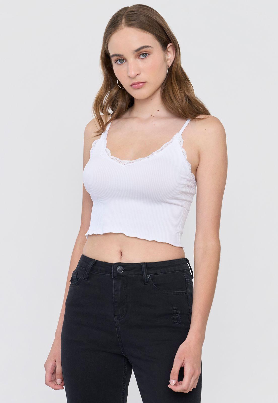 Peto Mujer Seamless Encaje Ecru Corona-0
