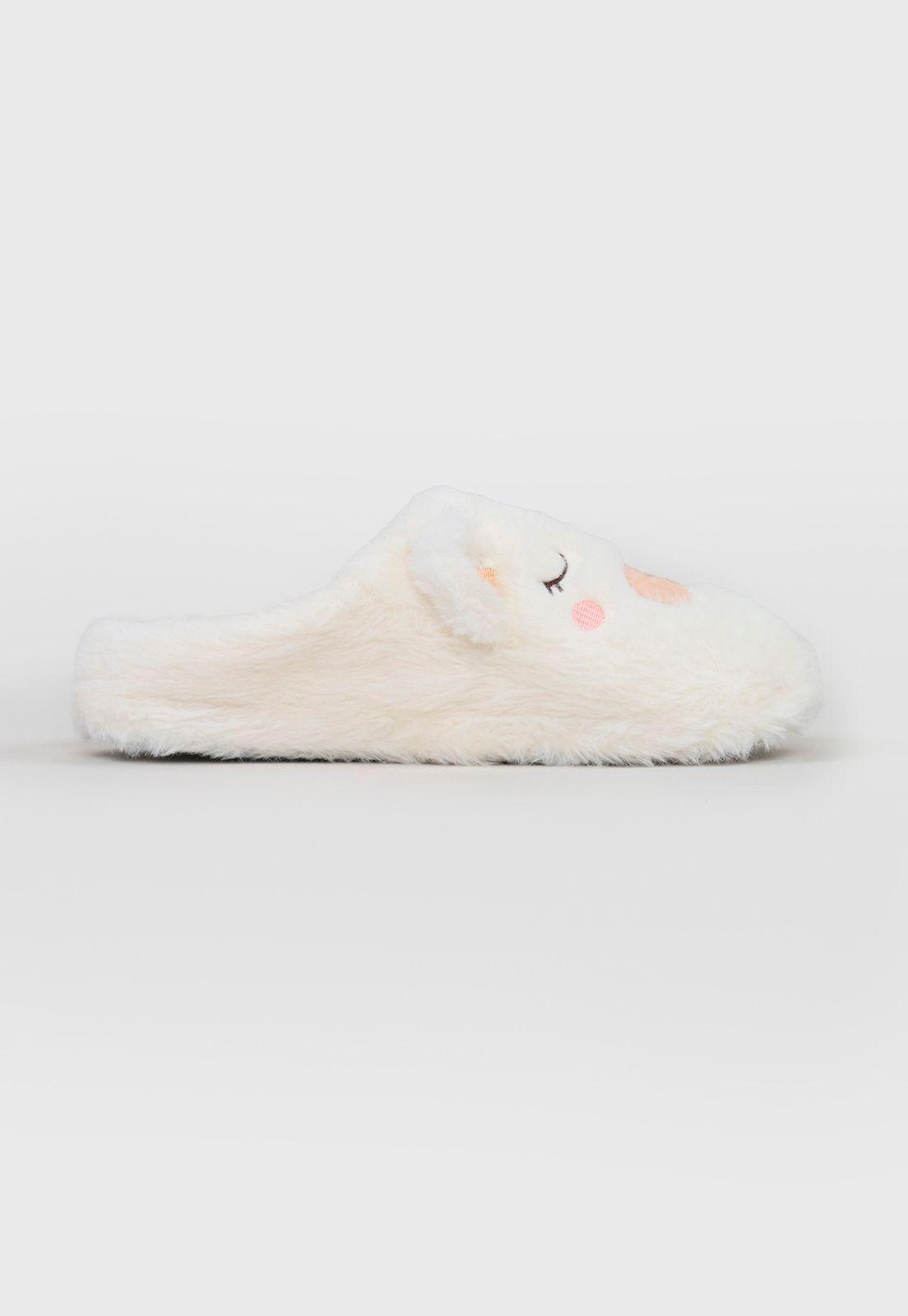 Pantuflas Mujer Oso Ecru Corona-1