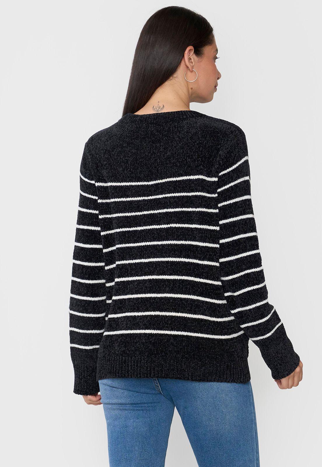 Sweater Mujer Chenille Negro Corona-1