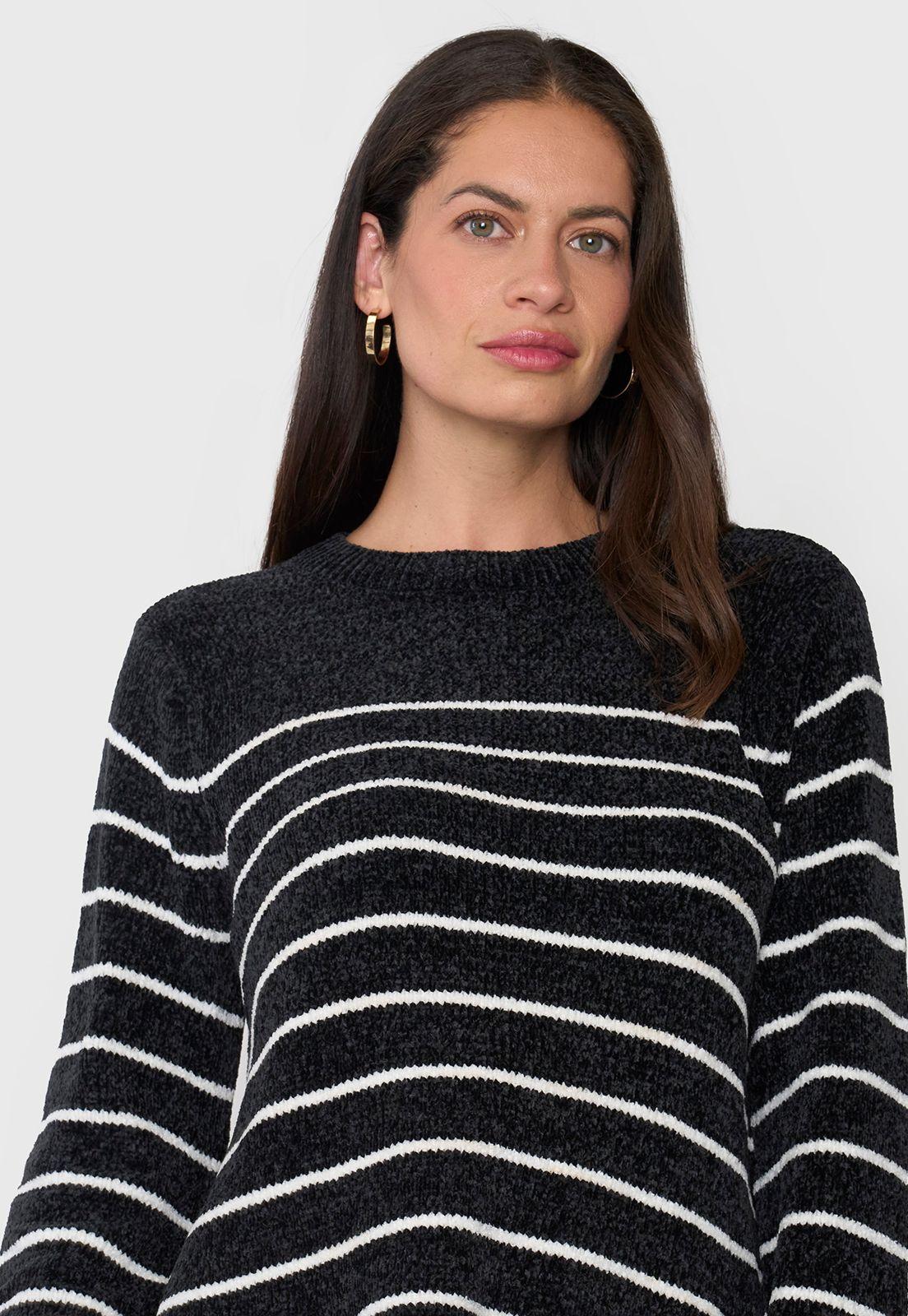 Sweater Mujer Chenille Negro Corona-2