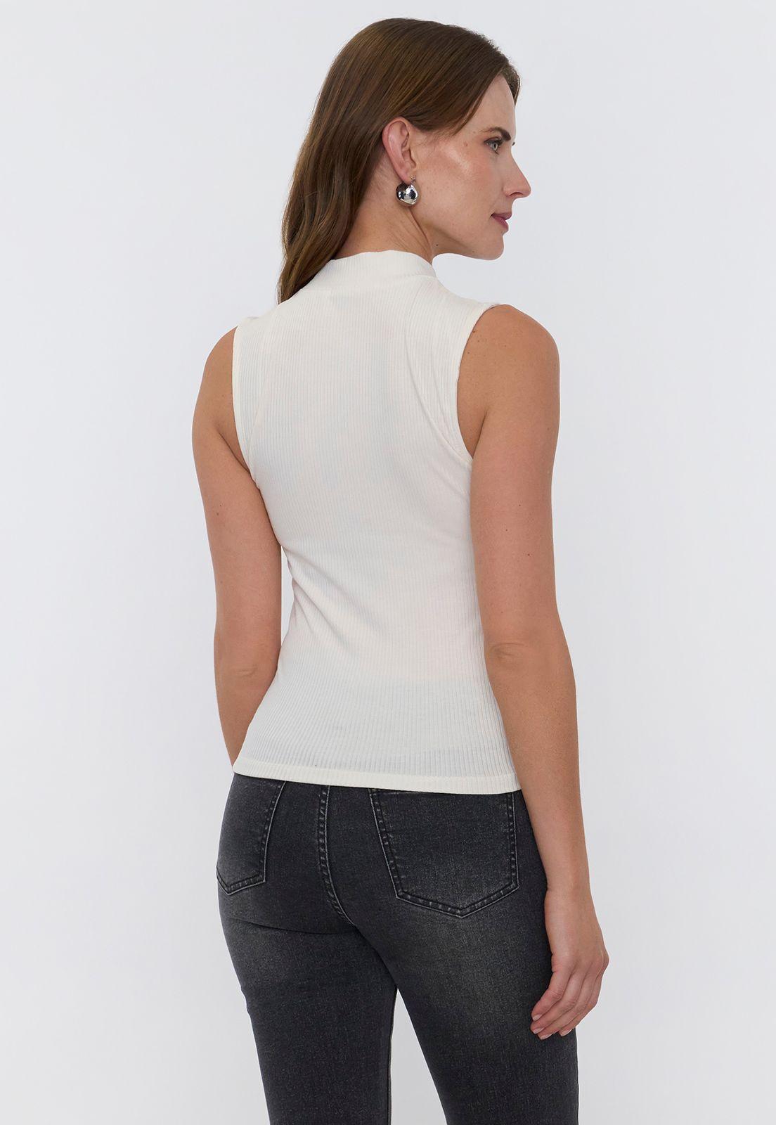 Polera Mujer Rib Halter Ecru Corona-1