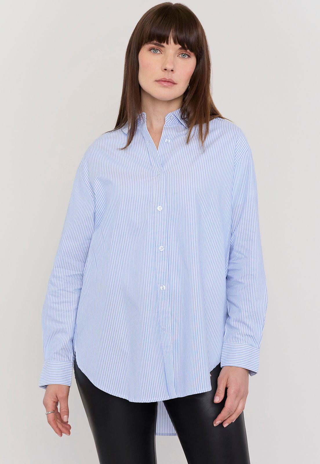 Blusa Mujer Oxford Oversize Celeste Corona-1