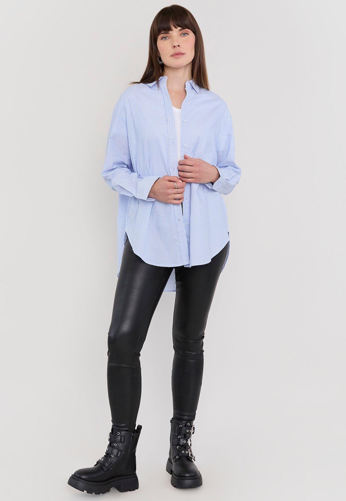 Blusa Mujer Oxford Oversize Celeste Corona-3