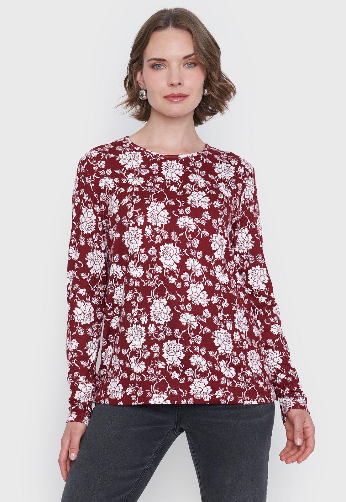 Sweater Mujer Camant Print Burdeo Corona-0