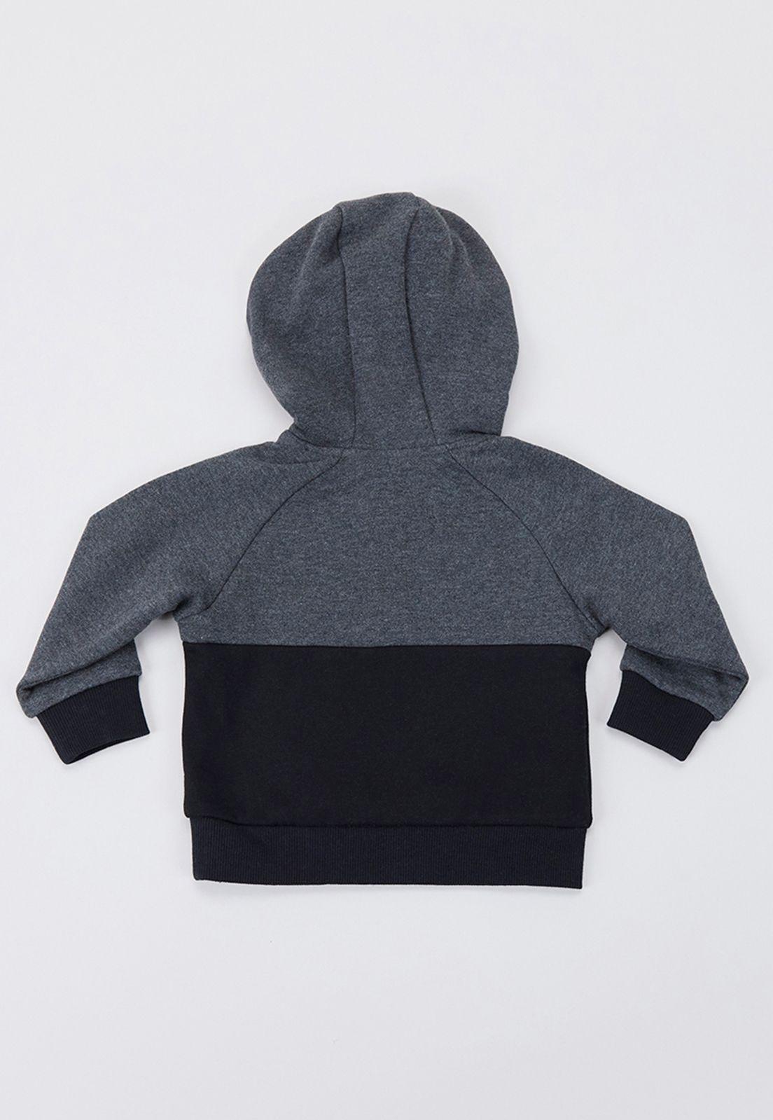 Polerón Bebe Niño Half Zipper Gris Oscuro Corona-1
