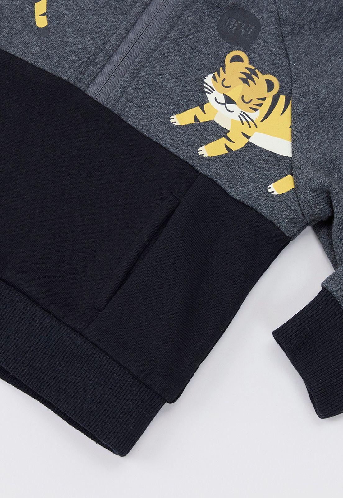 Polerón Bebe Niño Half Zipper Gris Oscuro Corona-3