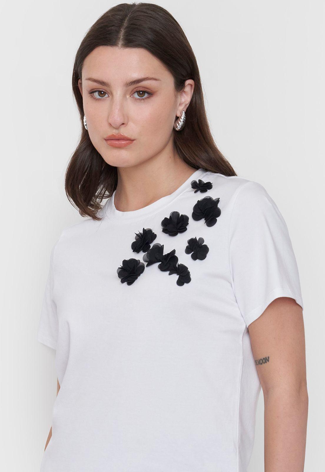 Polera Mujer Aplicación Blanco Corona-2