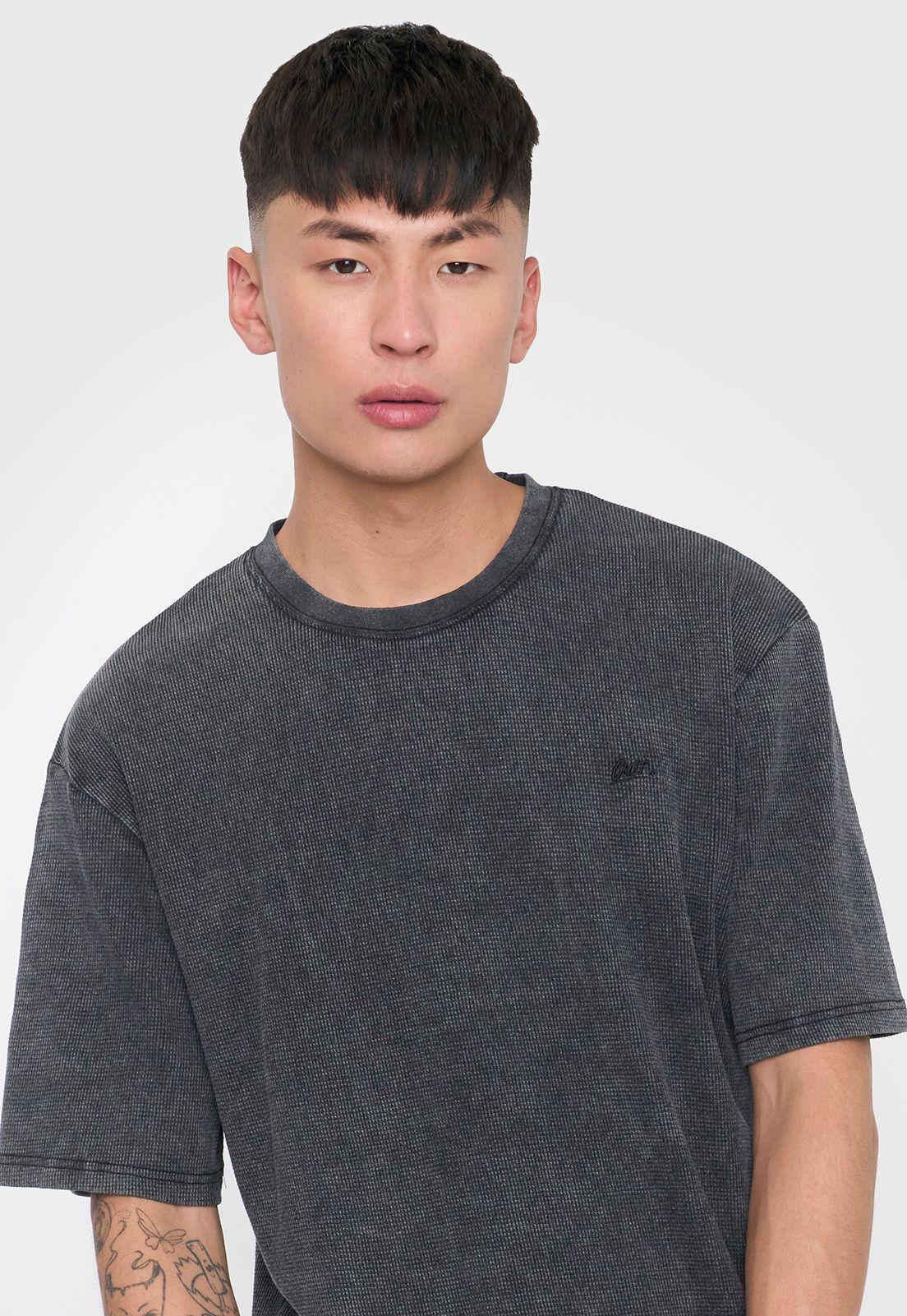 Polera Hombre Lavada Urbana Negro Corona-2