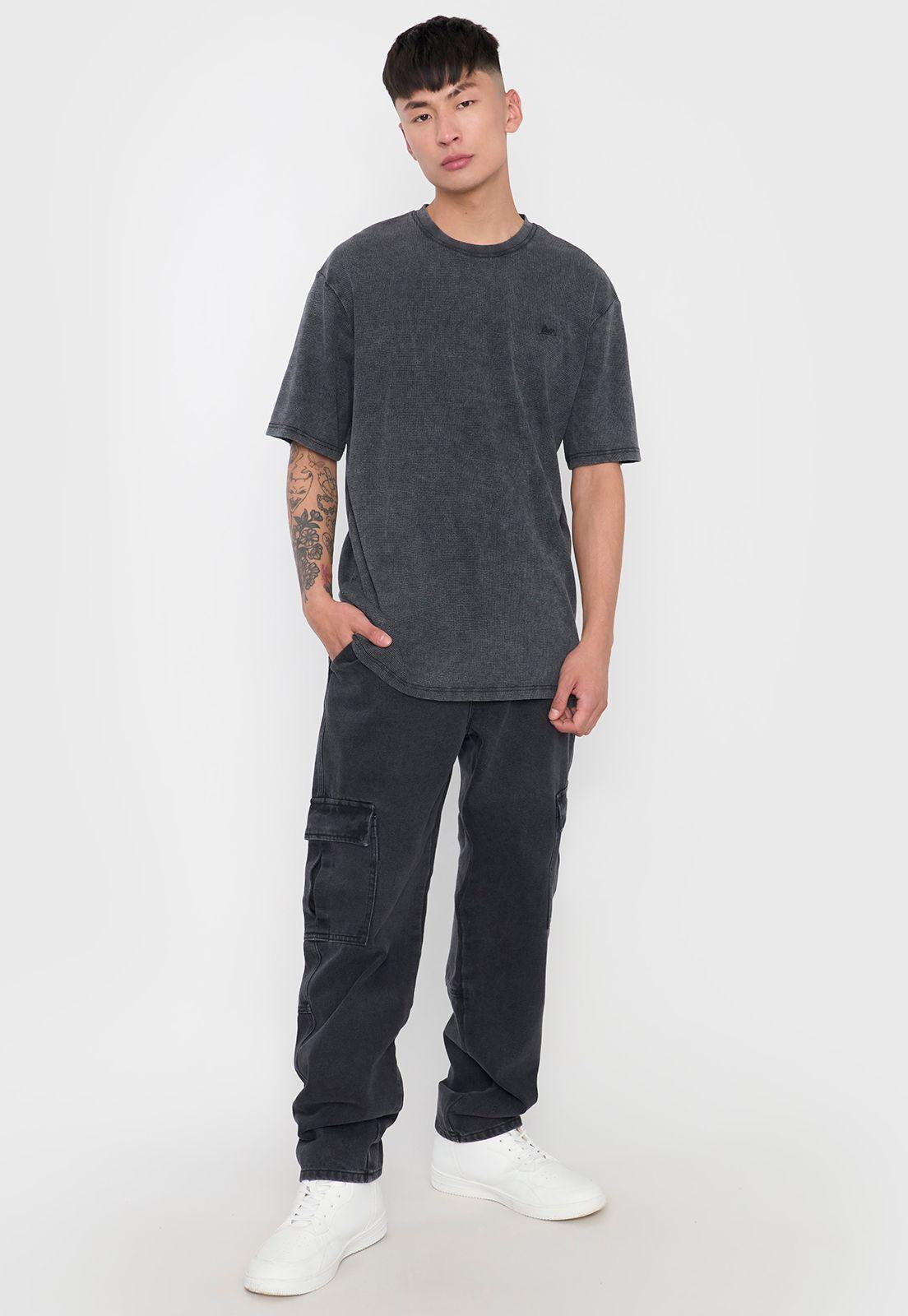 Polera Hombre Lavada Urbana Negro Corona-3