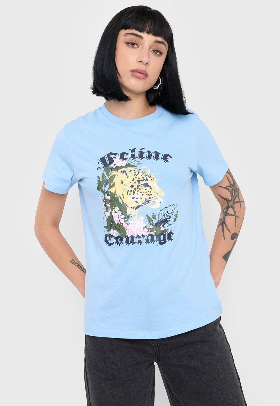 Polera Mujer Fun Regular Fit Celeste Corona-0