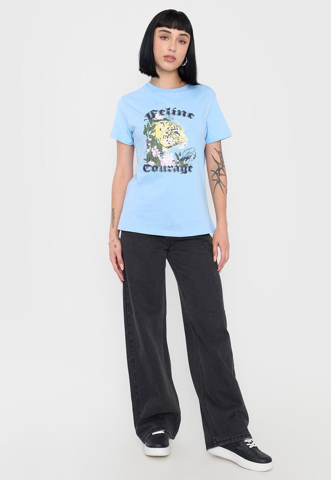 Polera Mujer Fun Regular Fit Celeste Corona-3