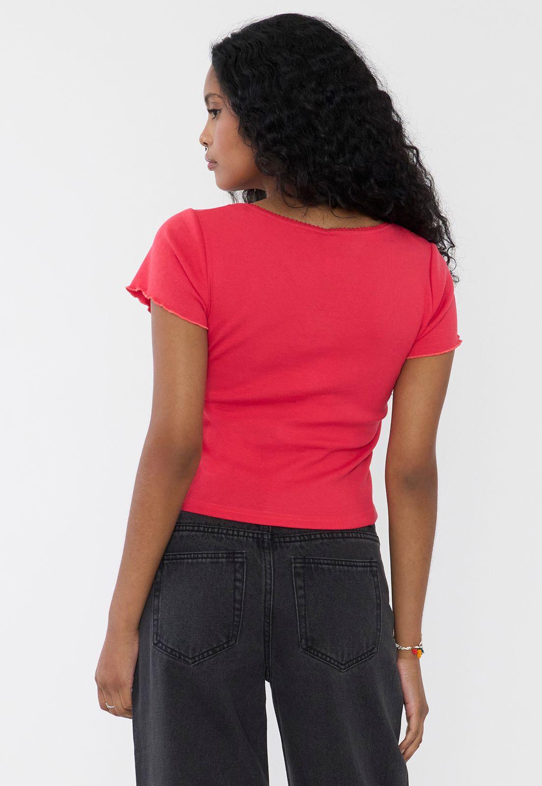Polera Mujer Botones Rojo Corona-1