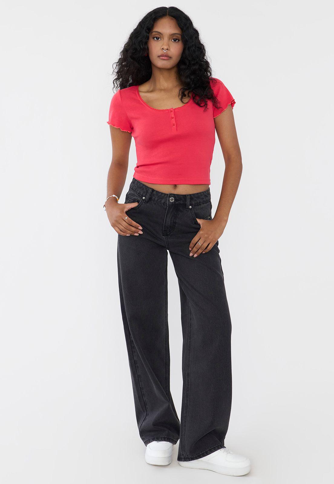 Polera Mujer Botones Rojo Corona-3