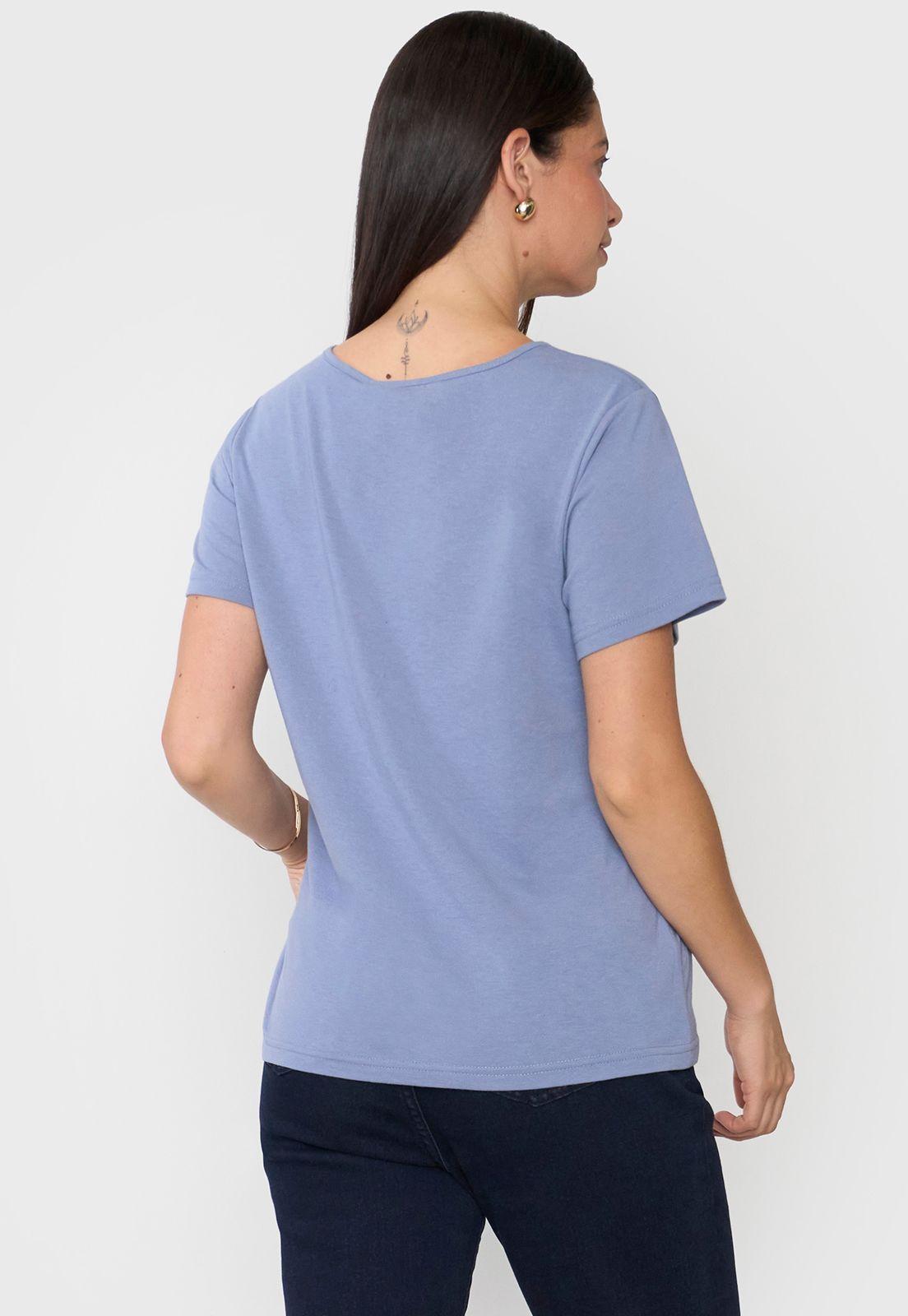 Polera Mujer Bordado Celeste Corona-1