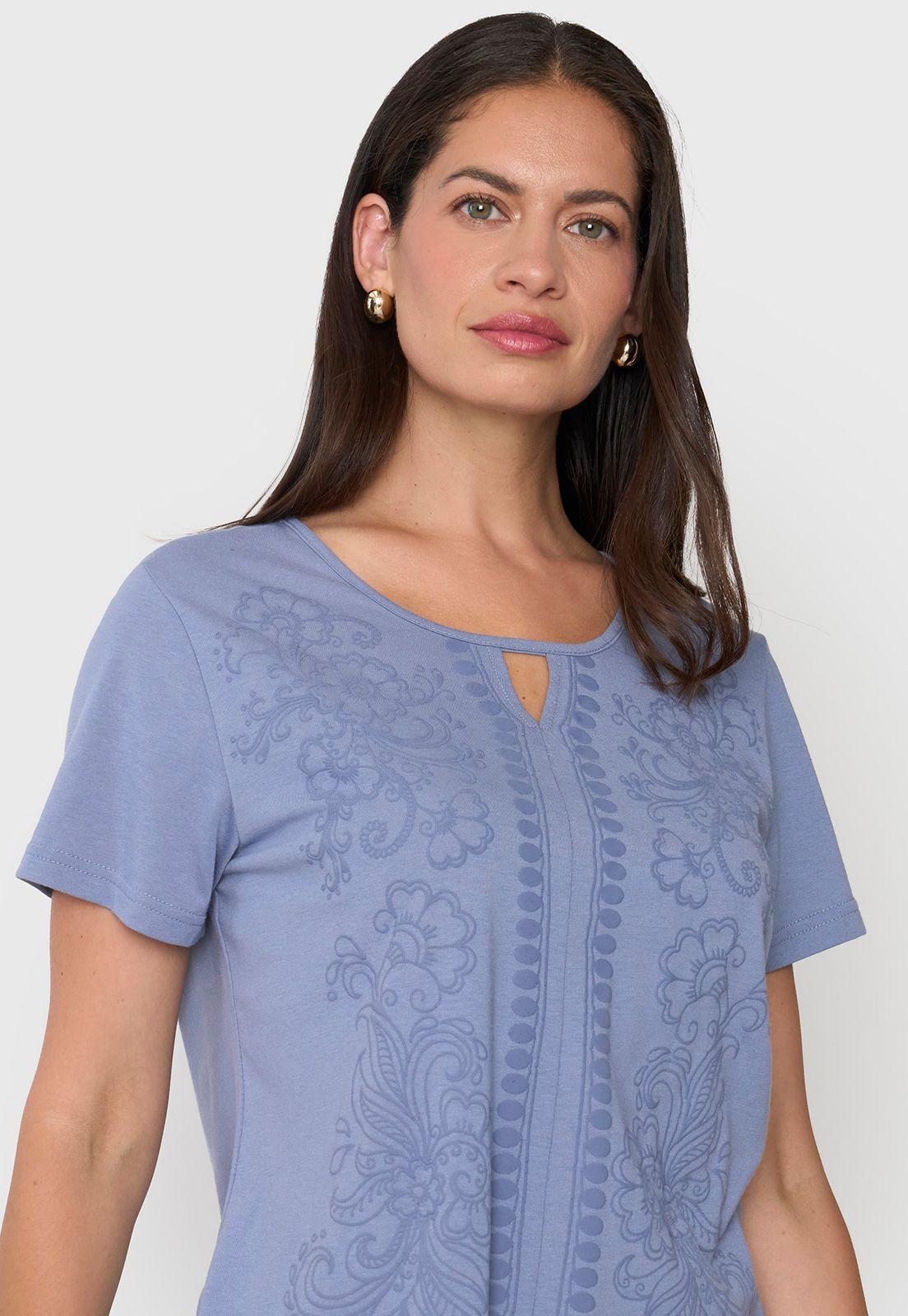 Polera Mujer Bordado Celeste Corona-2