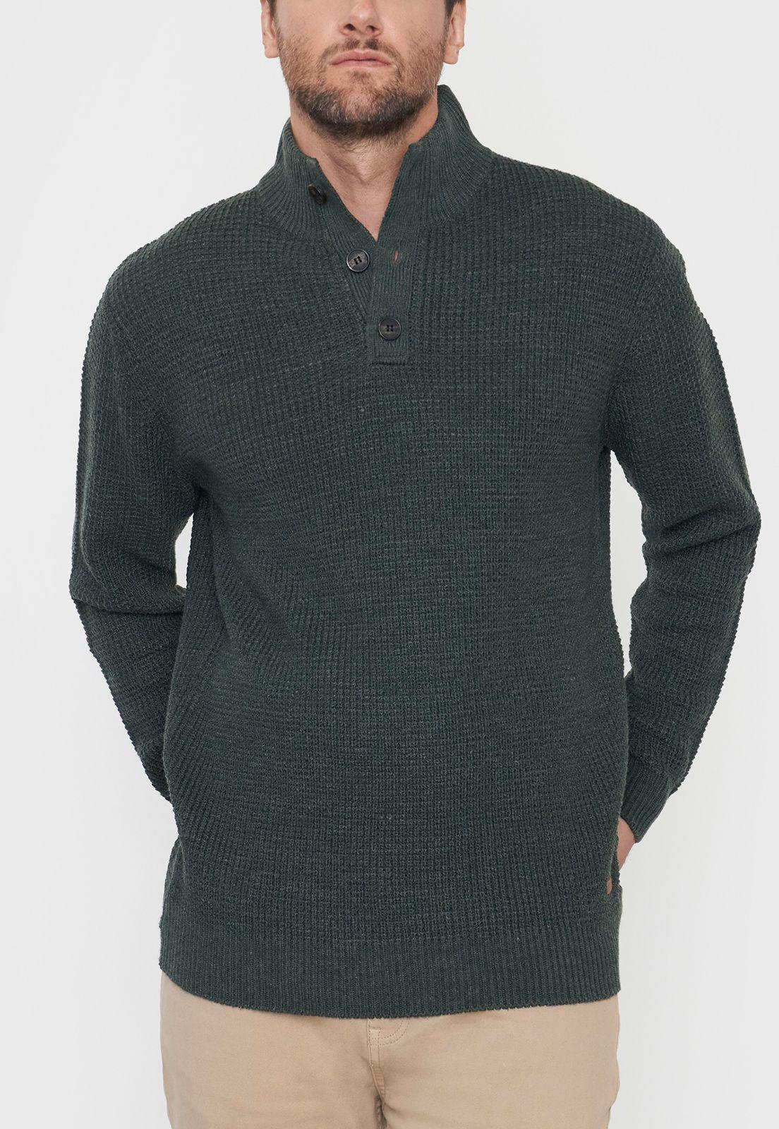 Tejido Hombre Cuello Botones Verde Corona-2