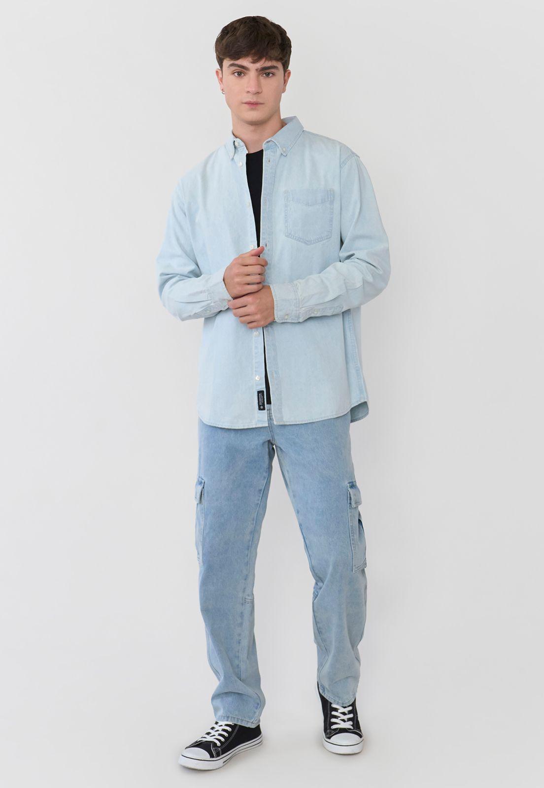 Sobrecamisa Hombre Bolsillo Azul Claro Corona-3
