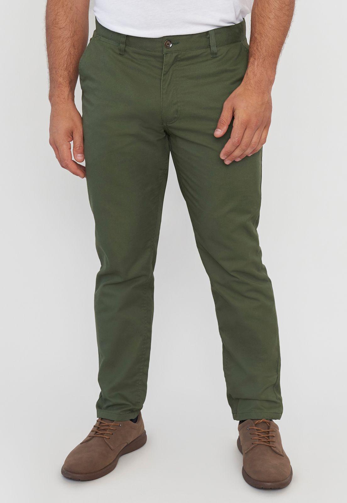 Pantalón Hombre Slim Fit Verde Bolsillo Chino Corona-1
